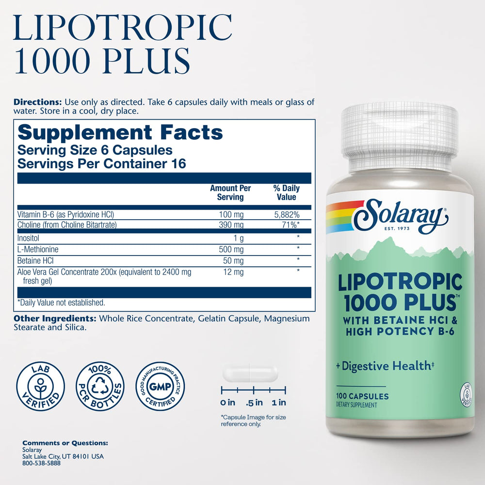 Lipotropic 1000 Plus Vitamin Capsules 100 Count