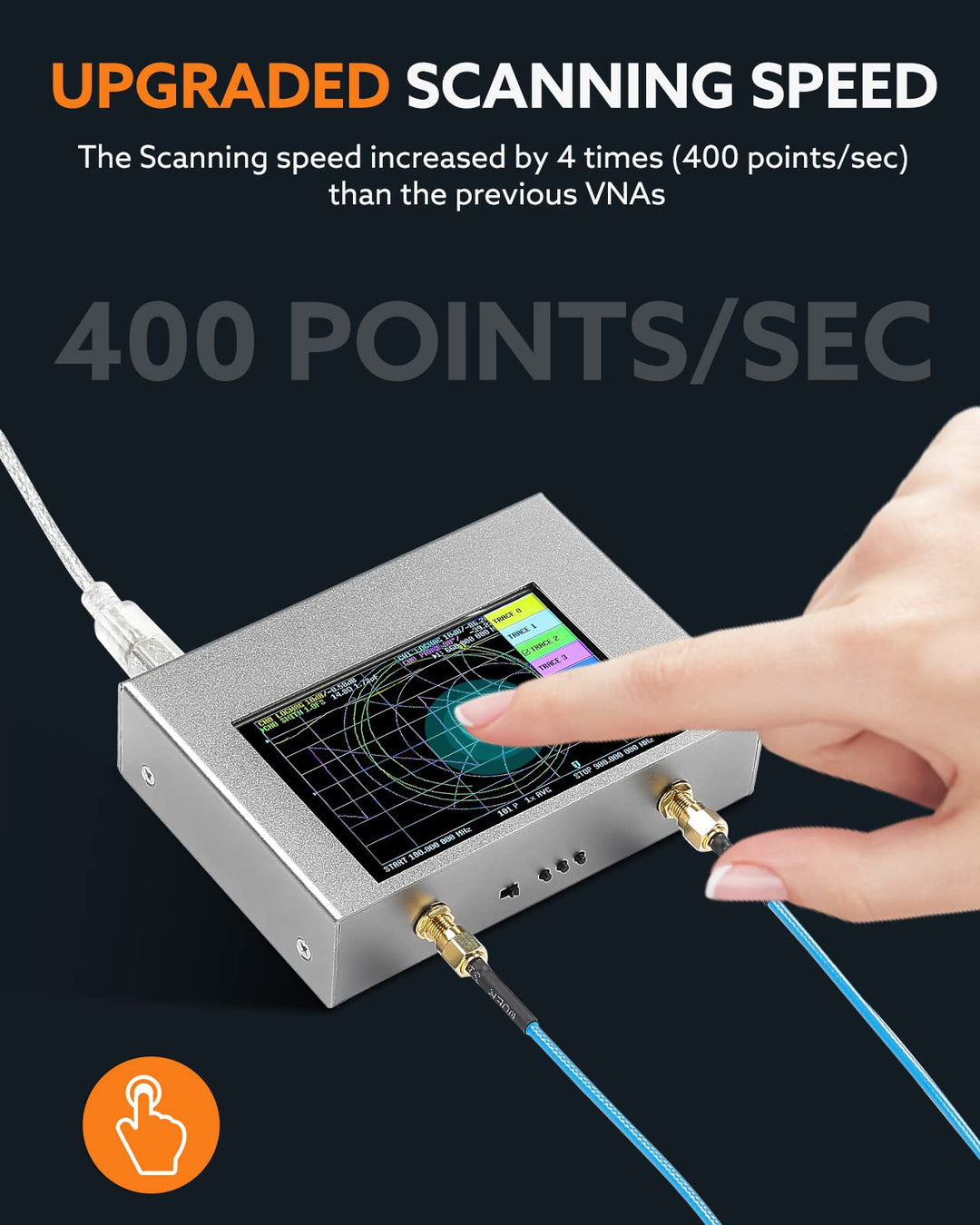 Upgraded NanoVNA V2 Plus4, 50 KHz-4 GHz Vector Network Analyzer with RF Test Board - 4 Touchscreen Antenna Analyzer 3200mAh, Measuring S Parameters HF VHF UHF SWR Phase Delay Smith Chart