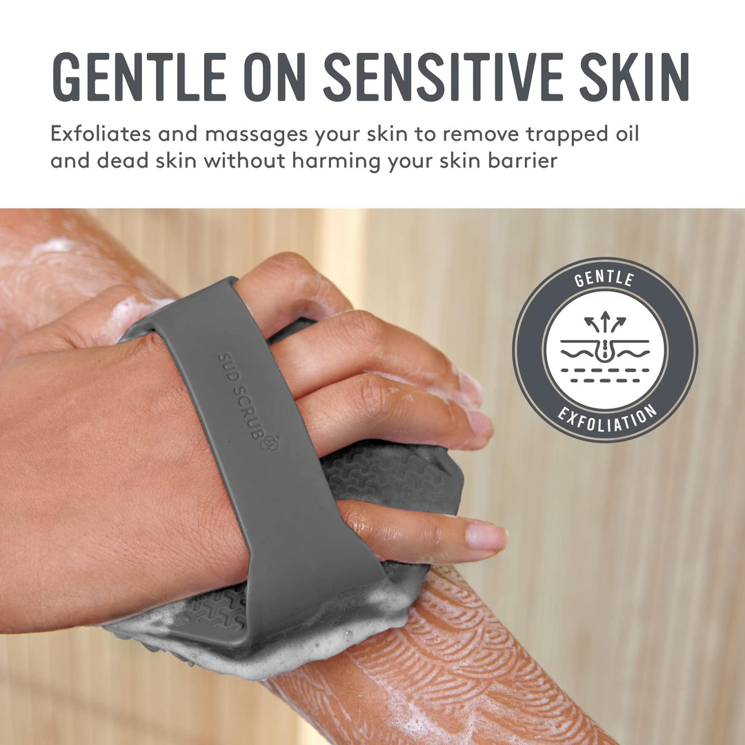 ® Antimicrobial Silicone Body Scrubber, Exfoliating Body Scrubber for Sensitive Skin, Eco Friendly Shower Scrubber for Body, Silicone Body Brush for Showering, Charcoal