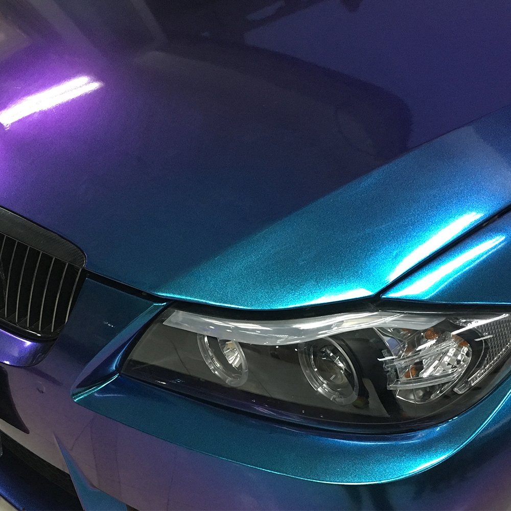 Glossy Metallic Chameleon Purple-Blue Vehicle Car Vinyl Wrap Stretchable Air Release DIY Decoration 11.8x60