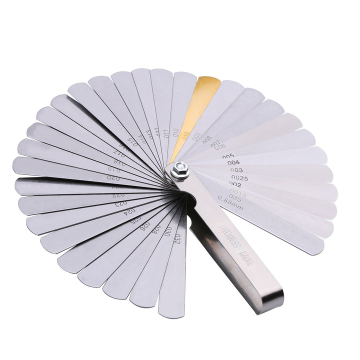 Stainless Steel Feeler Gauge Dual Marked Metric and Imperial Measuring Tool(0.04-0.88 mm, 32 Blades)