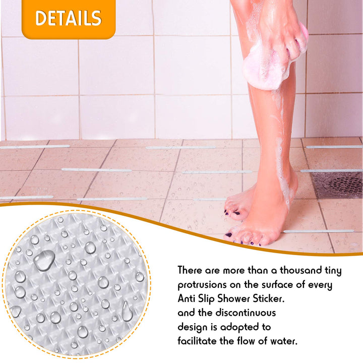 72 Pieces Anti Slip Shower Stickers Set, Non-Slip Safety Bathtub Strips, PEVA Non-Slip Shower Strips Treads, Transparent Tubs Mat for Bathroom, Kitchen, Ladders, Stairs Steps, Pools, Bathtub, Shower
