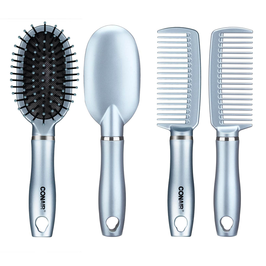 Detangle & Style hair brush set - wide tooth comb and travel hair brush - Detangling Brush and Comb Set - Color at random - 2 Count