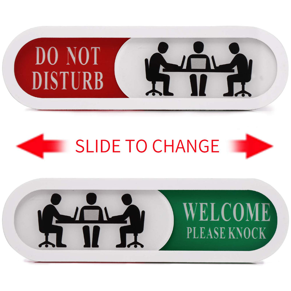 Do Not Disturb Welcome Please Knock Sign,Privacy Sign for Home Office Hotles Hospital Conference Room,Slider Door sign (Tells Whether Room Vacant or Occupied), 6.69'' x 1.96''