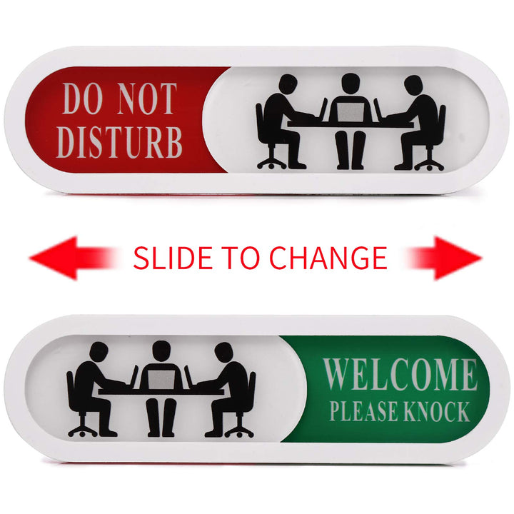 Do Not Disturb Welcome Please Knock Sign,Privacy Sign for Home Office Hotles Hospital Conference Room,Slider Door sign (Tells Whether Room Vacant or Occupied), 6.69'' x 1.96''