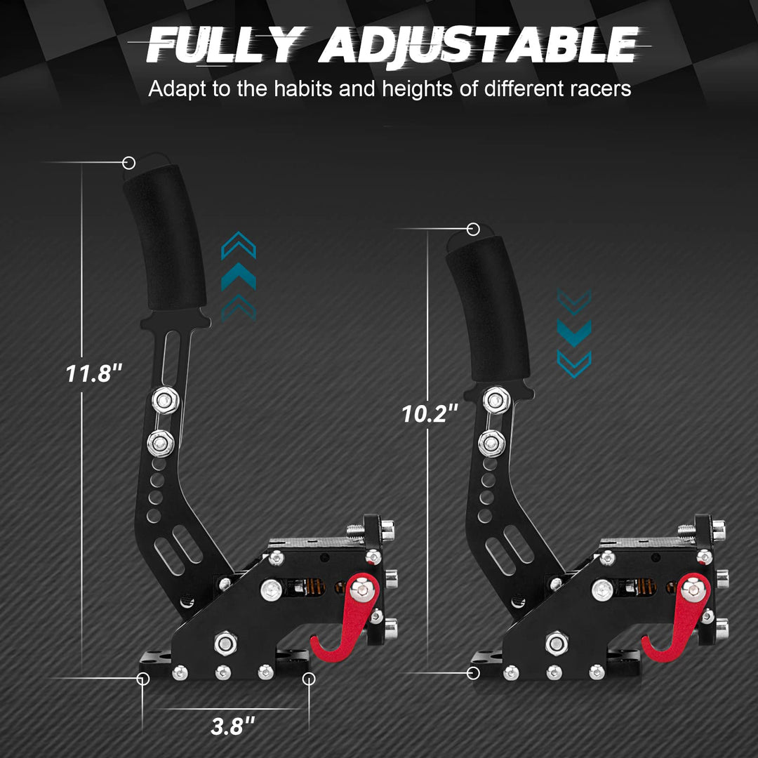 64Bit PC USB Handbrake, Upgrade SIM Racing Games Handbrake for LO GITECH G25 G27 G29 T500 T300 THRUST MASTER FANATECOSW DIRT RALLY, 2M Nylon Cable/Reinforced Spring/Black+Clamp