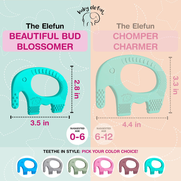 Teething Toys for Babies Age 0 to 12 Months - Baby Elefun 5X Pain Relief Smart Teether - Zero Developmental Delay Silicone Baby Teething Toy Ring - Cute Infant Shower Gift Chew Toy for Babies