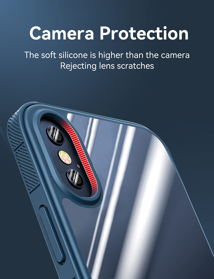 Clear Phone case iPhone x/xs, Non-Slip Crystal Clear, Non-Yellowing Military Grade Drop Protection, iPhone Xs case Thin Clear Case for iPhone X/XS 5.8 Inch (Blue)