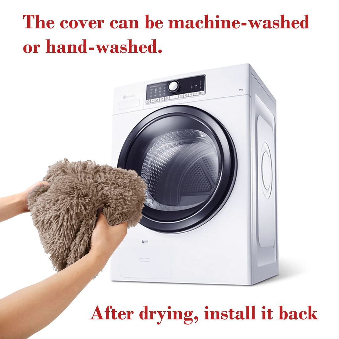 Calming Dog Bed Fluffy Plush Dog Mat for Furniture Protector with Removable Washable Cover for Large Medium Small Dogs and Cats (Large(45x37x6), Camel)