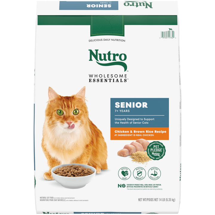 Wholesome Essentials Senior Dry Cat Food, Chicken & Brown Rice Recipe, 14 lbs.