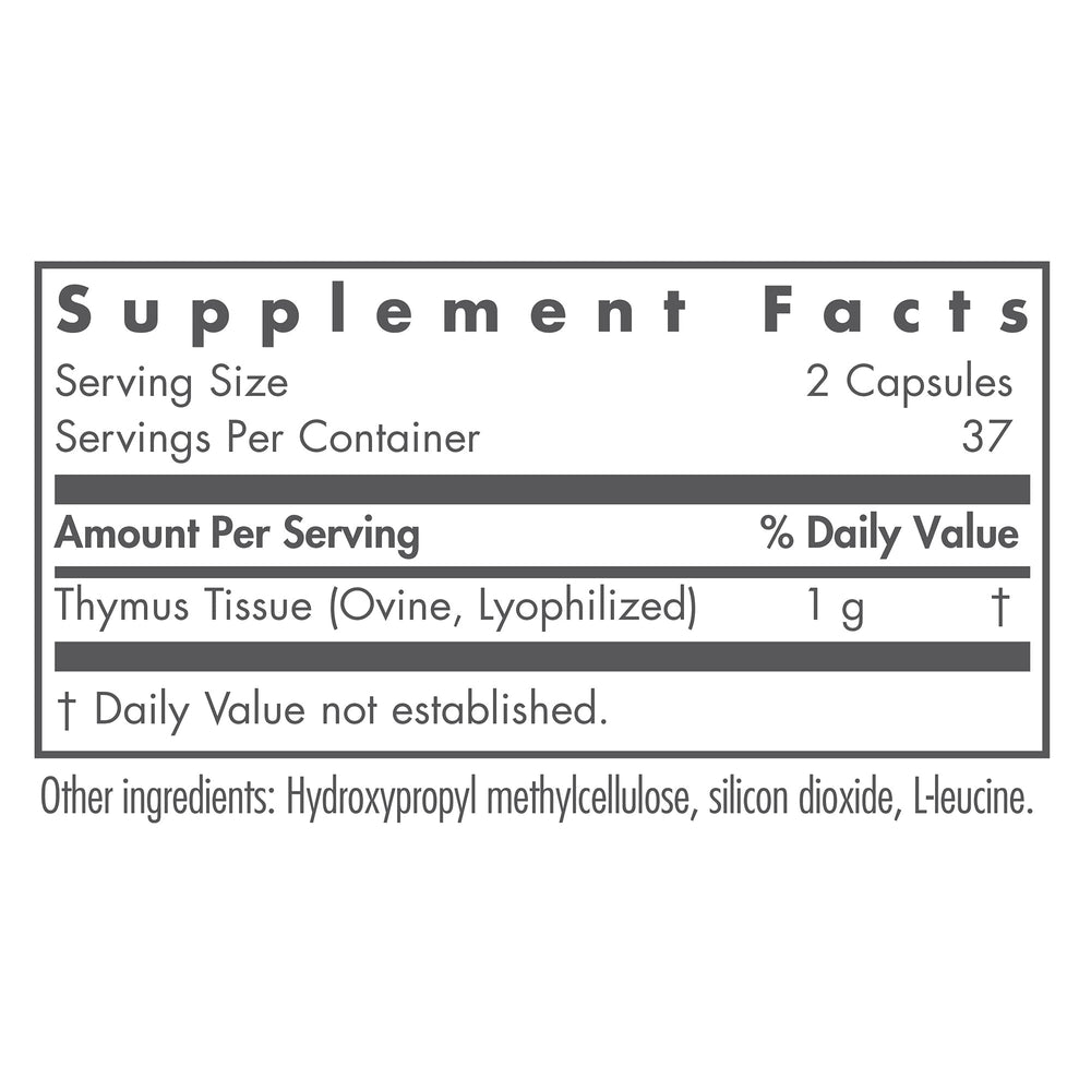Thymus Supplement - Thymus Tissue, Glandular Extract, 1000mg Raw Thymus Glandular, Ovine, Lyophilized, Hypoallergenic - 75 Count