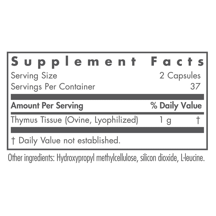 Thymus Supplement - Thymus Tissue, Glandular Extract, 1000mg Raw Thymus Glandular, Ovine, Lyophilized, Hypoallergenic - 75 Count