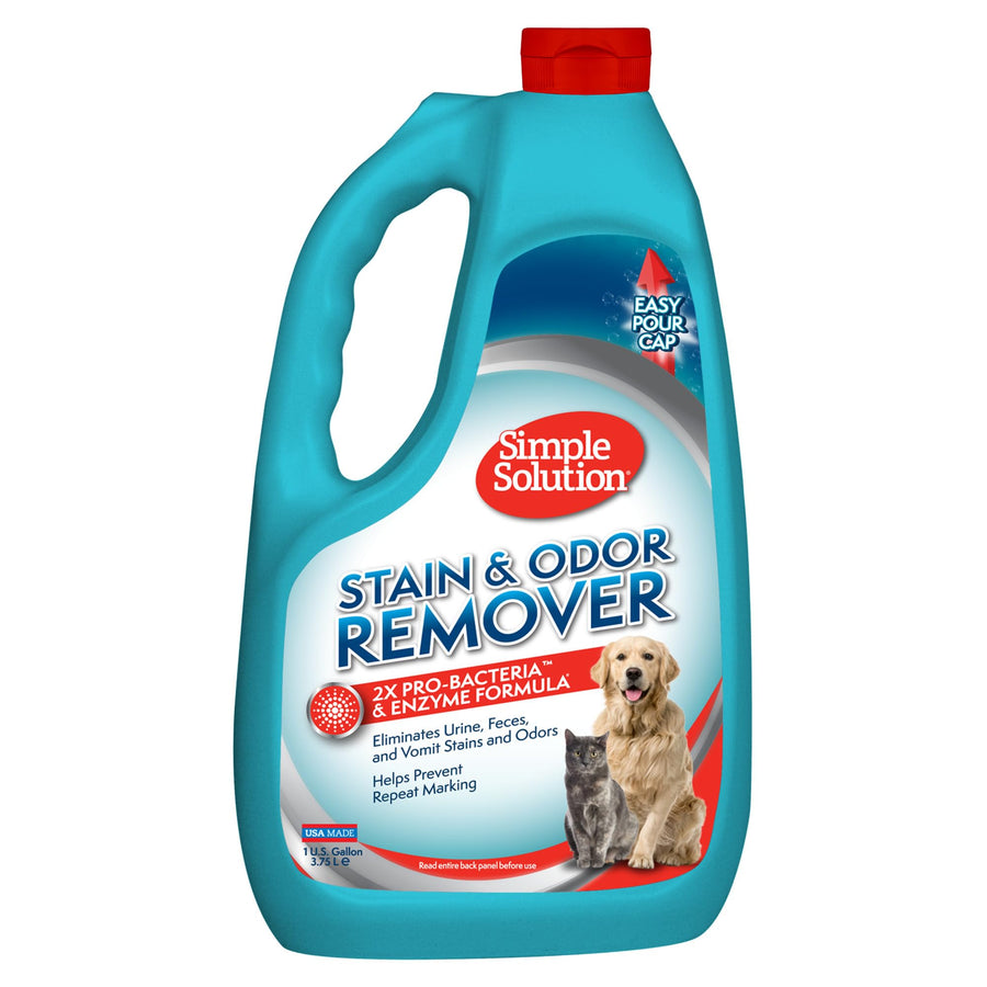 Stain and Odor Eliminator Spray for Dogs & Cats, Enzyme Cleaner With 2X Pro-Bacteria Cleaning Power, Strong Smell Remover for Carpets, Upholstery & Floors, 1 Gallon