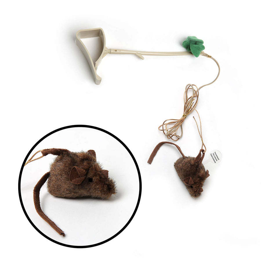 OurPet's Play-N-Squeak Batting Practice Interactive Cat Toy (Cat Toys for Stimulating Play with Real Mouse Sound, Catnip Toys to Entice Hunting Instincts) Brown 4.5 x 1.6 x 7.8 inches