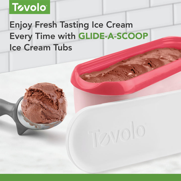 Ice Cream Containers for Homemade Ice Cream, Glide-A-Scoop (1.5 Qt, Strawberry Sorbet) - Stackable Ice Cream Storage Containers for Freezer - BPA-Free Ice Cream Tub with Lid & Non-Slip Base