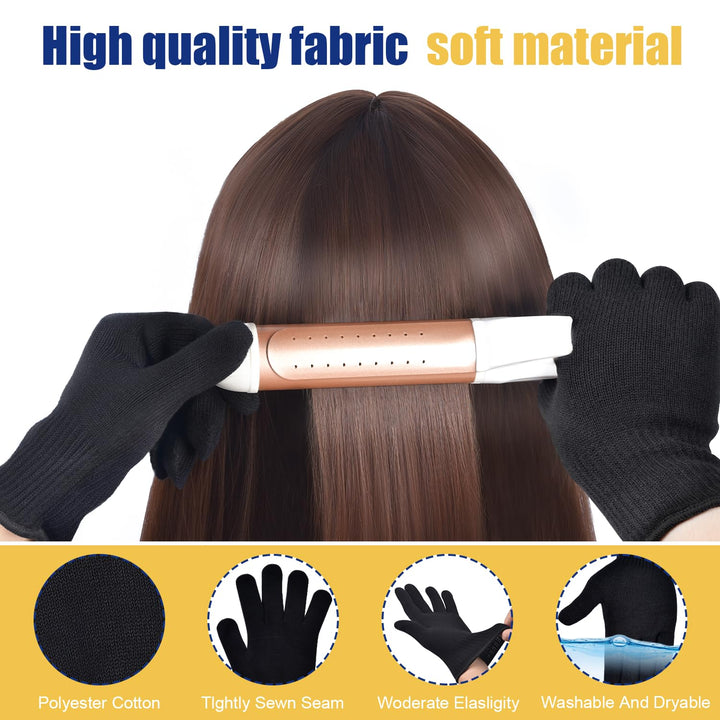 Heat Proof Medium Glove Mitts for Hair Styling - 2Pcs for Flat Iron, Curling Wand, and Hot-Air Brushes