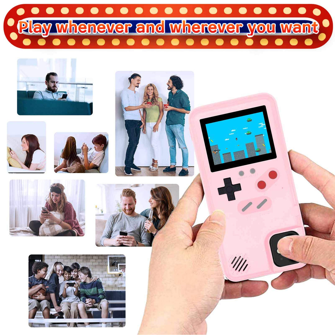 Game Console Case Compatible for iPhone 13/13 Pro, Retro Protective Cover Self-Powered Case with 36 Small Games, Full Color Display, Shockproof Video Game Bumper ONLY for 13/13 Pro - Pink