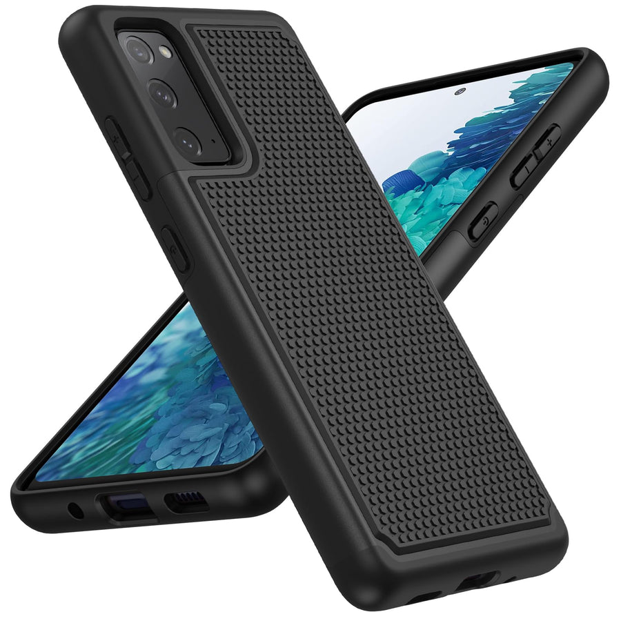 Case for Samsung Galaxy S20-FE: Galaxy S20 FE 5G Case with Dual Layer Shockproof Phone Protection | Matte Anti-Slip Textured | Military Rugged Protective Case Cover - Black