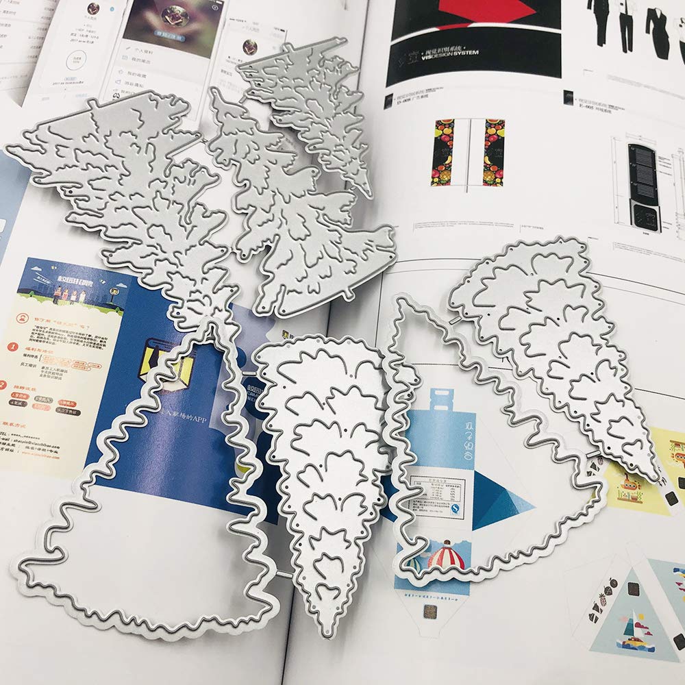 7 Pcs Christmas Tree Metal Die Cuts, Merry Christmas Tree DIY Cutting for Embossing Card Making Photo Decorative Paper Dies Scrapbooking