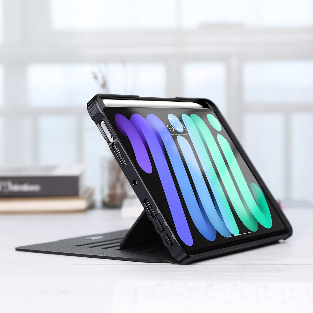 for New iPad Mini 7 (A17 Pro) 2024 /Mini 6 Case 8.3 Inch, Full Body Protective Cover with Pencil Holder and Auto Wake & Sleep Function for iPad Mini 7th/6th Generation, Black