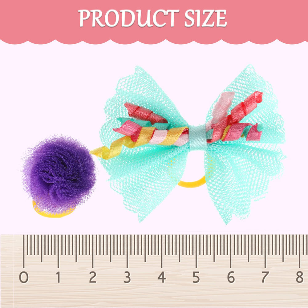 40 Pieces Small Dog Bows Dog Hair Accessories with Rubber Bands Dog Topknot Bows Mixed Colors Pet Hair Accessories for Puppy Pet Dog