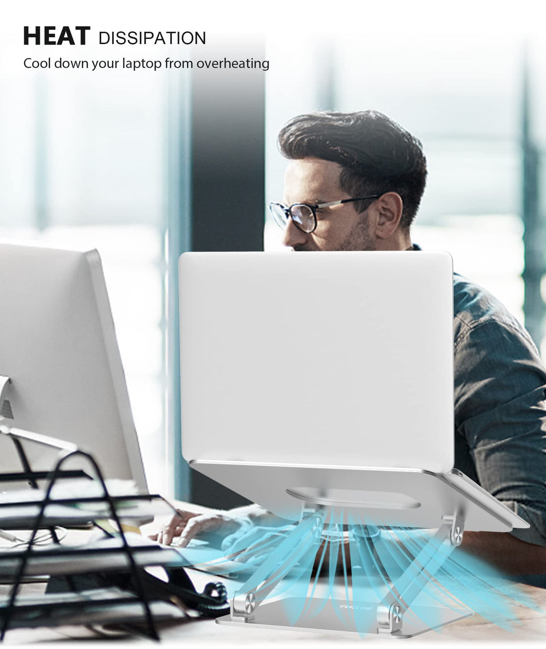 Laptop Stand, Laptop Holder, Multi-Angle Stand with Heat-Vent, Adjustable Notebook Stand for Laptop up to 17 inches