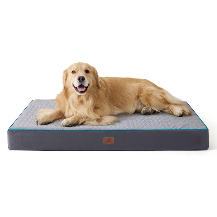 Orthopedic Dog Bed for Extra Large Dogs - XL Memory Foam Pet Mat, 2-Layer Thick Pet Mattress with Removable Washable Cover and Waterproof Lining (44x32x4 Inches), Grey