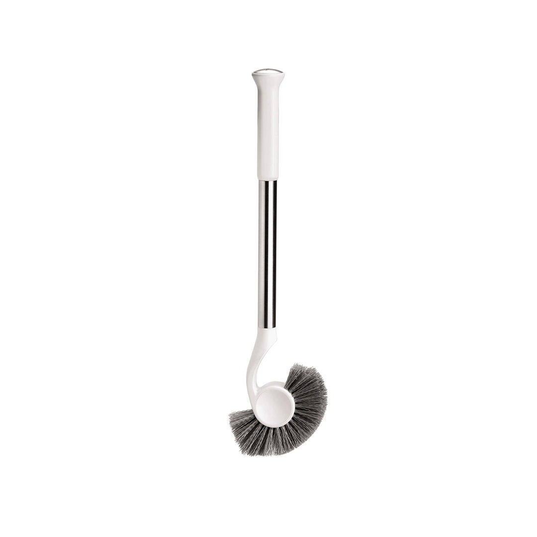 Replacement Toilet Brush Head, Easy Screw On, Stiff Outer Bristles, White Plastic