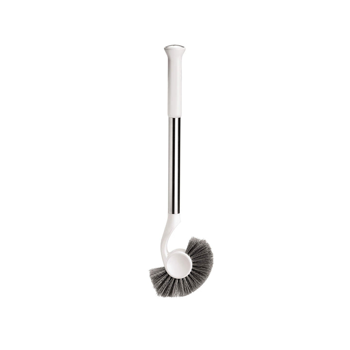 Replacement Toilet Brush Head, Easy Screw On, Stiff Outer Bristles, White Plastic