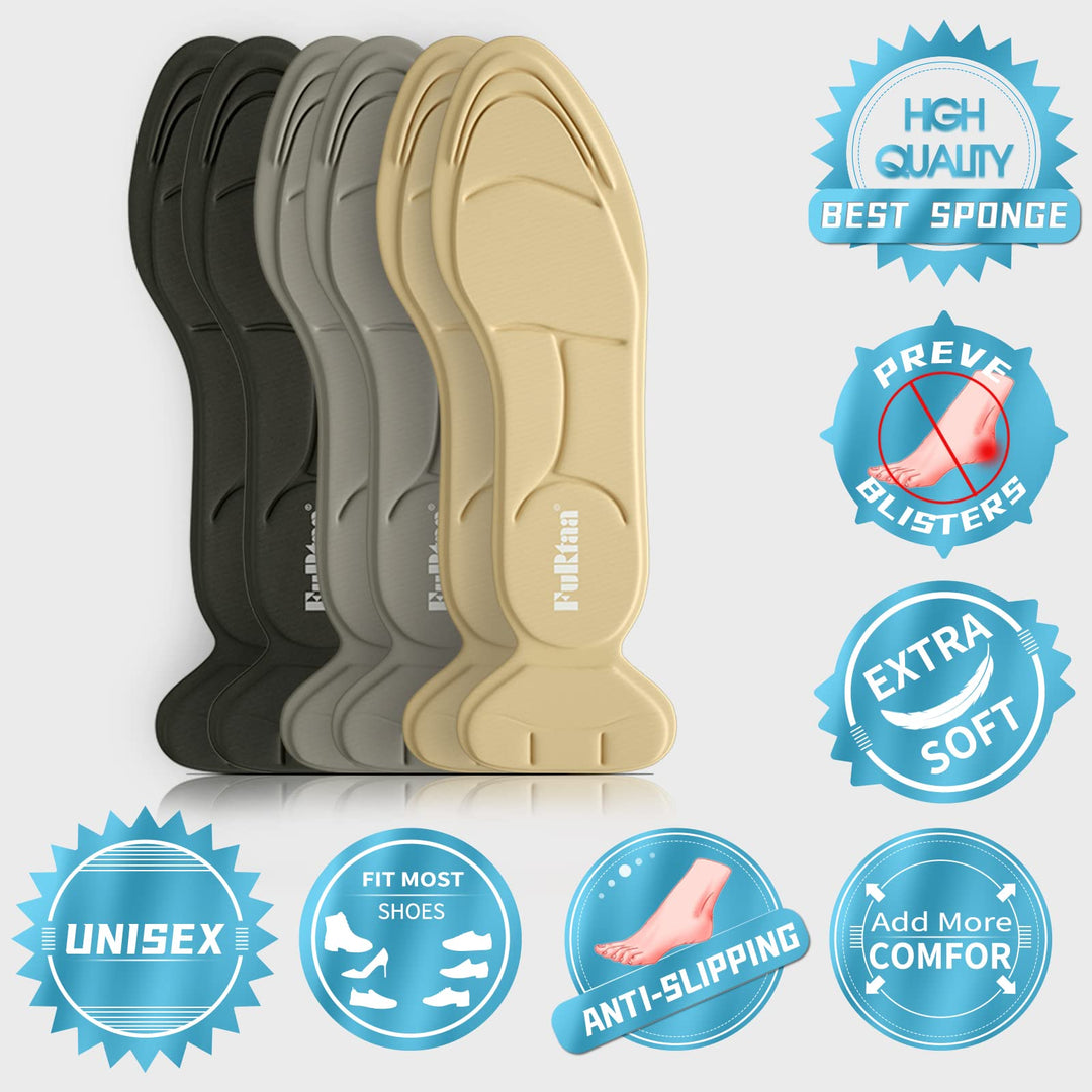 (3 Pairs) Shoe Insoles,Heel Insoles,Sponge Shoes Pads with Heel Grips Inserts,Heel Cushions,High Heel Inserts Great for Loose Shoes, Metatarsal or Arch Pain,Feet Sore Relief,Women 4.5-9.5.
