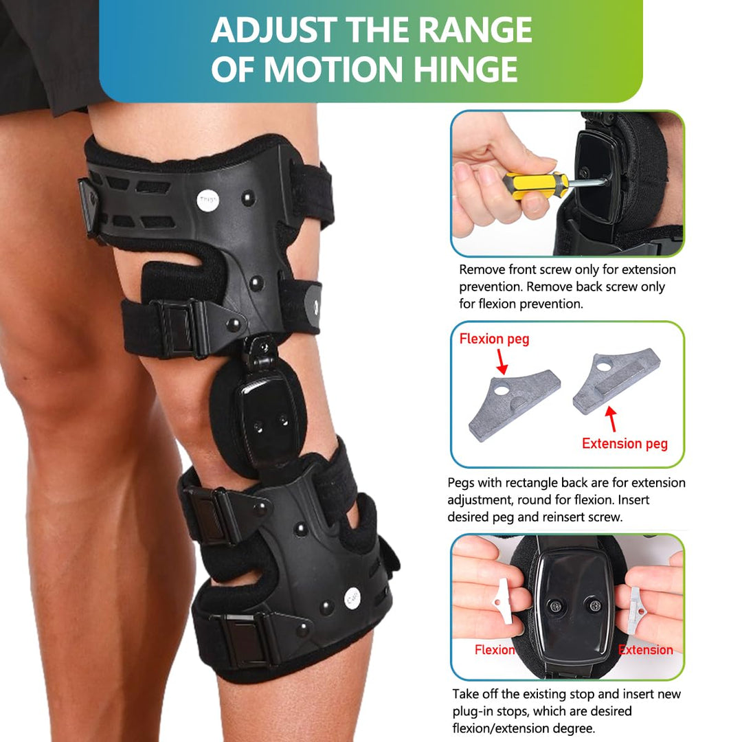 OA Unloader Knee Brace, Osteoarthritis Adjustable ROM Stabilizing Protection and Recovery from Load Reduction Arthritis Cartilage Repair Joint Pain Medial or Lateral Degeneration (Black, Left)