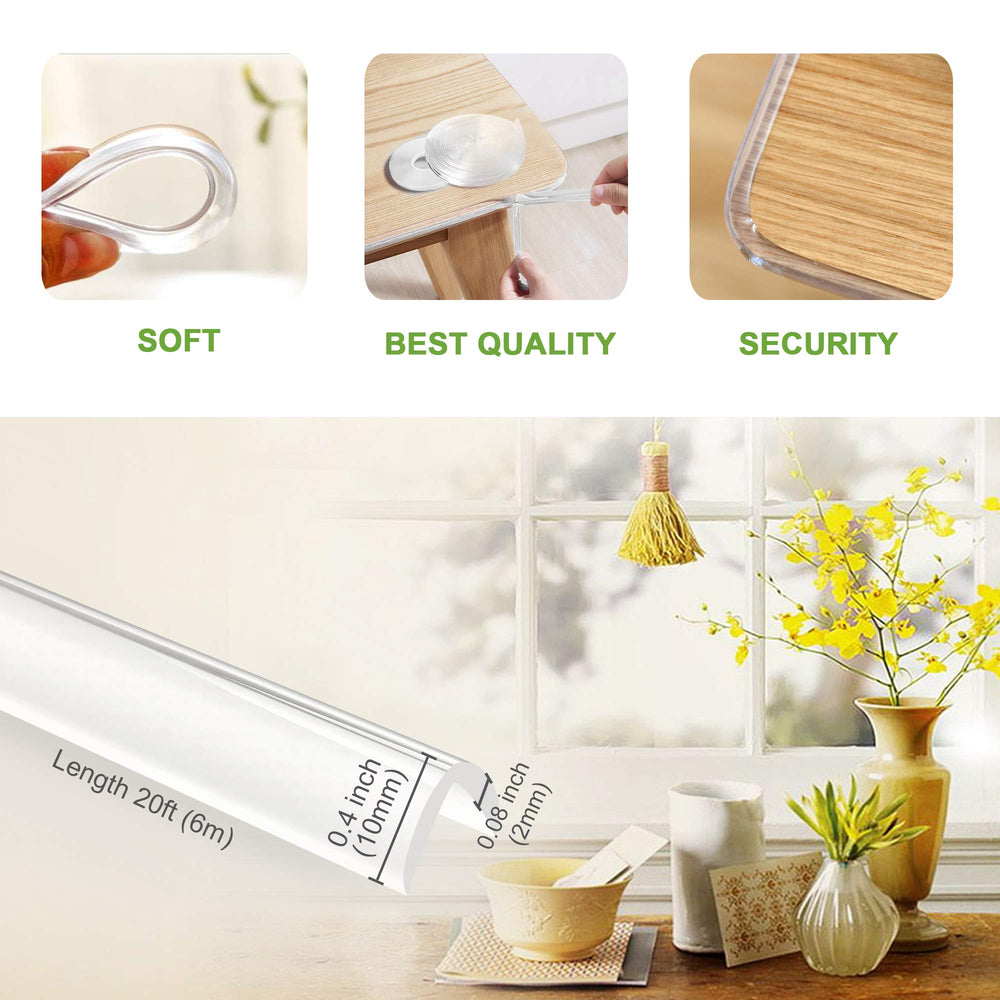 Corner Guards Child Safety, Furniture Clear Toddler Edge Protectors Soft Silicone Bumper Strip Baby Proofing 20ft(6m) with Double-Sided Tape for Cabinets,Tables,Household Appliances,etc