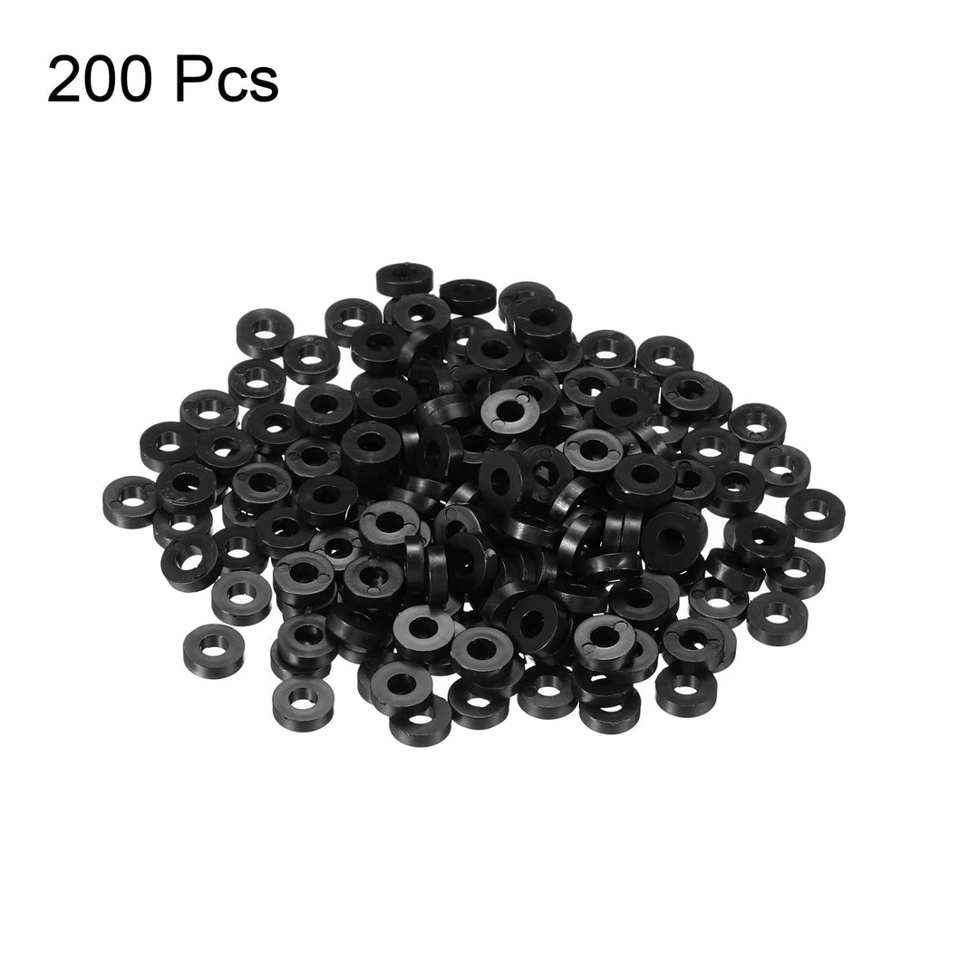 Round Spacer Washer, 200 Pack Nylon 3.2mm ID x 7mm OD x 2mm L for M3 Screws Block 3D Printer TV Wall Mounting Electrical Outlet, Black