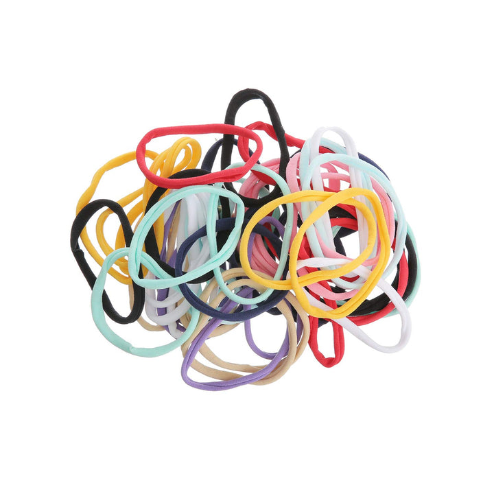 50 Pack Super Soft Stretchy DIY Solid Nylon Headbands Baby Hair Bands One Size Fits All (10 Multi-color)