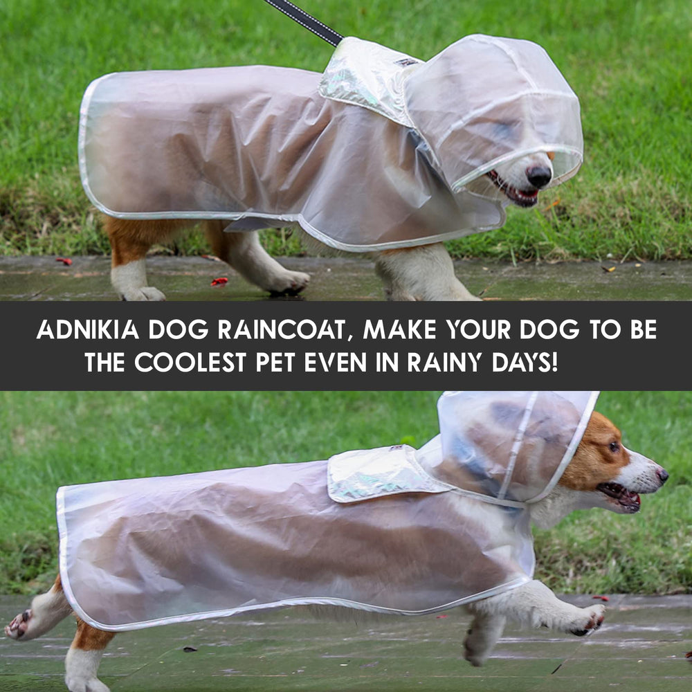 Dog Raincoat, Portable Waterproof Transparent Dog Rainwear for Small, Medium, Large Dogs, Light Breathable Hooded Rain Jacket Puppy Rain Poncho Cape(L, Transparent)