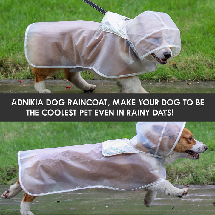 Dog Raincoat, Portable Waterproof Transparent Dog Rainwear for Small, Medium, Large Dogs, Light Breathable Hooded Rain Jacket Puppy Rain Poncho Cape(L, Transparent)