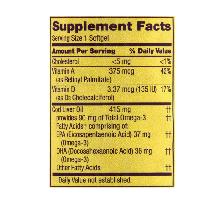 - Cod Liver Oil with Vitamin A & D 100 softgels