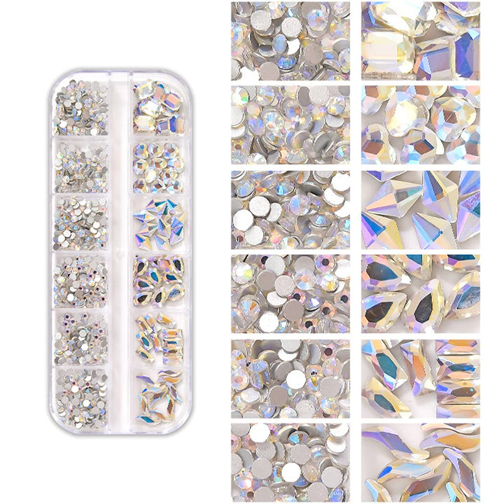 2 Box Flat Back Big Nail Crystals Rhinestones Gems For Nails Ab Rhinestones Nails Crystals And White Clear Nail Rhinestones Set With Nail Tweezers And Pencils Kit For Girls Women
