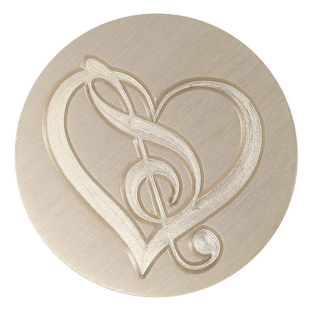 Music Heart Wax Seal Stamp, Vintage Brass Head Wooden Handle Sealing Stamp for Wedding Party Invitations Envelopes Gift Packing