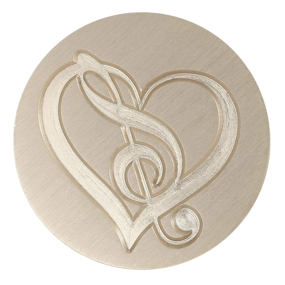 Music Heart Wax Seal Stamp, Vintage Brass Head Wooden Handle Sealing Stamp for Wedding Party Invitations Envelopes Gift Packing