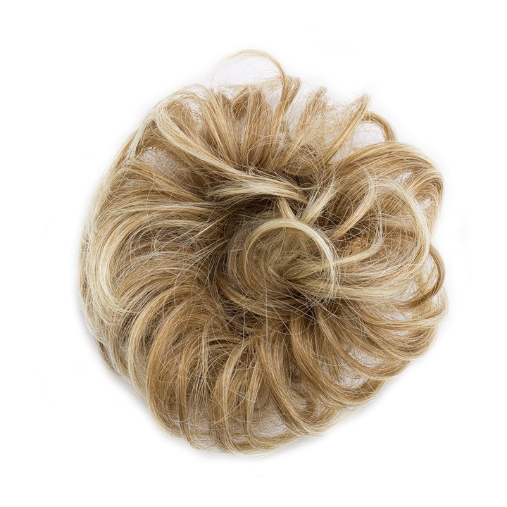 Messy Bun Hair Piece Scrunchy Updo Hair Pieces for Women Fluffy Wavy Hair Bun Scrunchies Donut Hairpiece Synthetic Chignons With Elastic Rubber Band Light Ash Brown to Bleach Blonde 1 pc