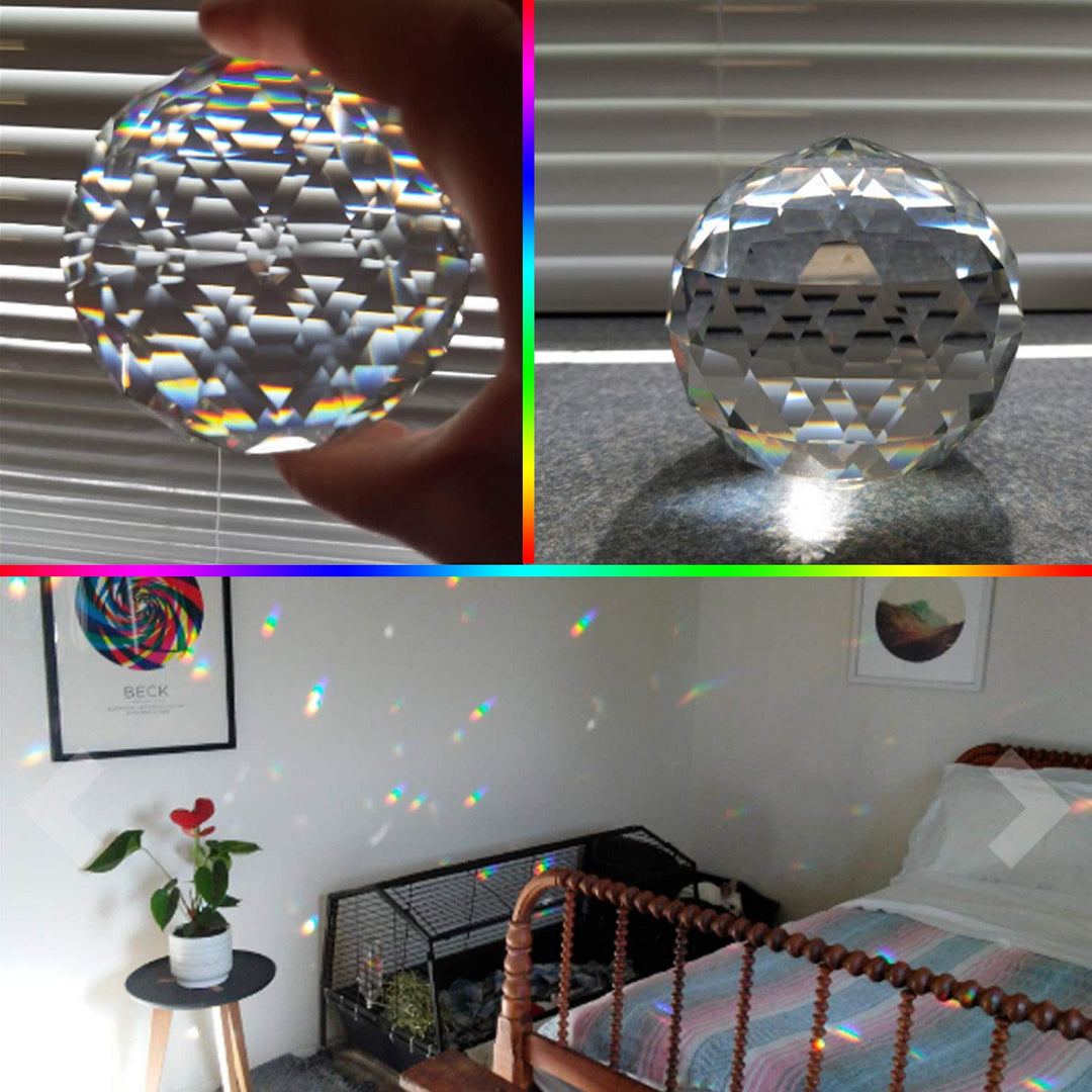 Clear Crystal Ball Prism Window Rainbow Maker Window Prisms Suncatcher for Feng Shui, (60mm /2.4inch)