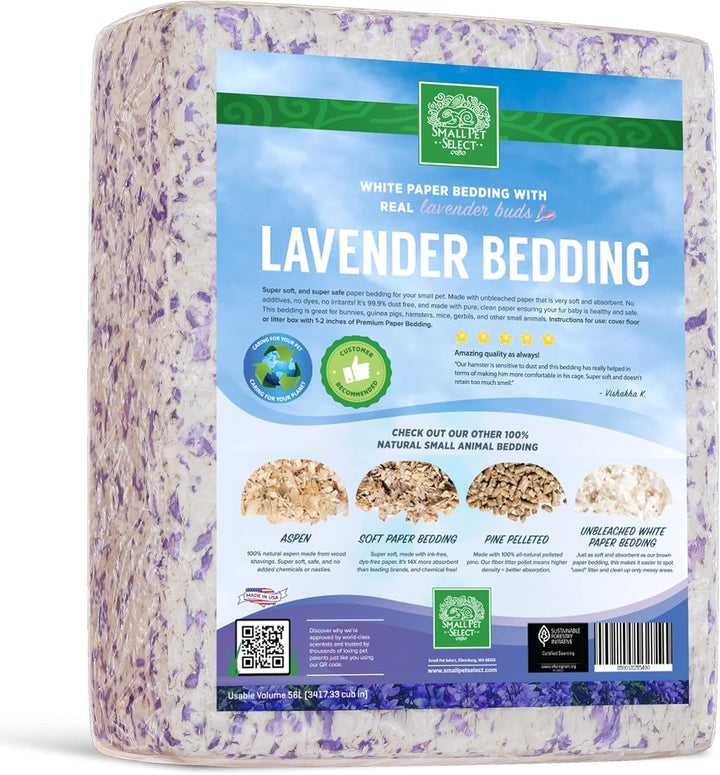- White Paper Bedding with Real Natural Lavender. Rabbits, Guinea Pigs, and Other Small Animals, 56L
