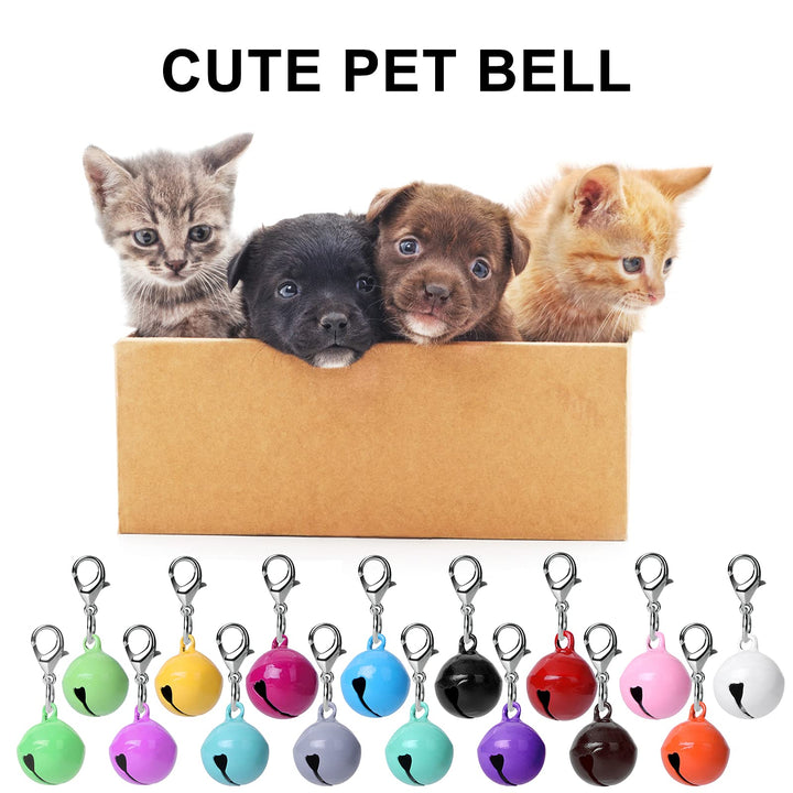 16 Pcs Cat Dog Collar Bells, Jingle Bell for Cat Collar, Dog Collar Charms, Colourful Pet Small Bells with Clasps, Pet Collar Accessories, Festival Party DIY Crafts Decoration