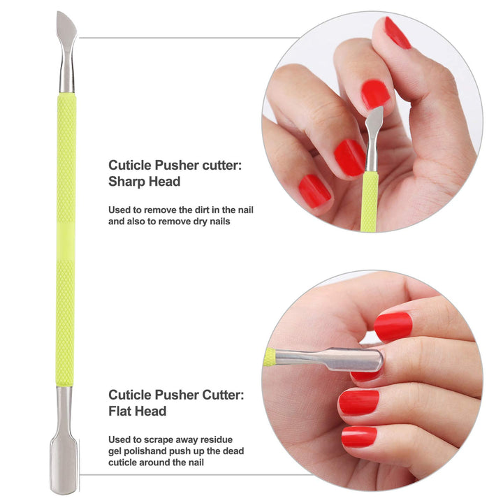 Cuticle Trimmer with Cuticle Pusher and Cutter- Cuticle Cutter Cuticle Nipper Professional Stainless Steel Cuticle Clippers Durable Pedicure Manicure Tools for Fingernails and Toenails (Green)