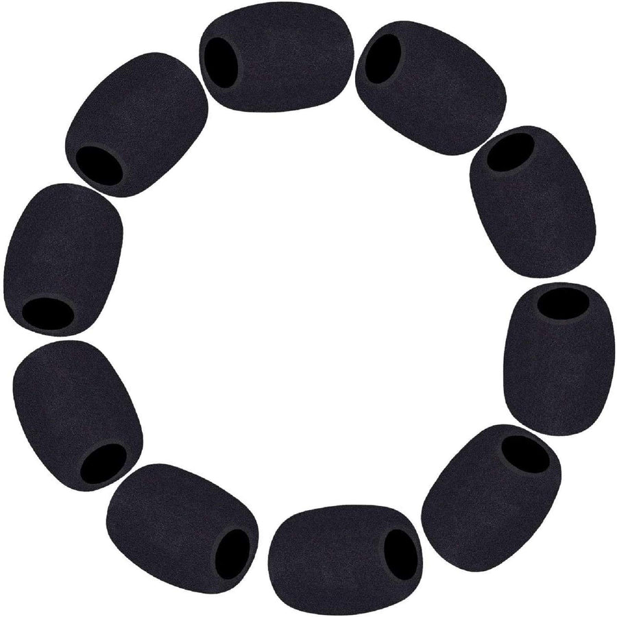 10 Pack Lapel Microphone Windscreen, Headset Windscreen, Mic Foam Covers Lavalier Microphone Windscreen for Variety of Headset Microphone, Tough Sponge Material, Noise Reduction, Black