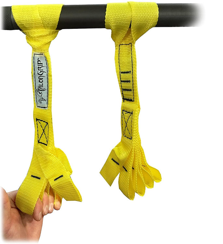 Talon Pull Up Grip Strength Straps - Nylon Finger and Thumb Loops for Grip Training, Rock Climbing, Hand and Arm Strengthener (Yellow)