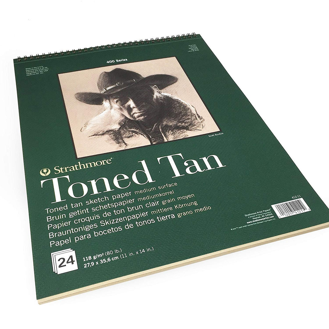 400 Series Sketch Pad, Toned Tan, 11x14 inch, 24 Sheets - Artist Sketchbook for Drawing, Illustration, Art Class Students