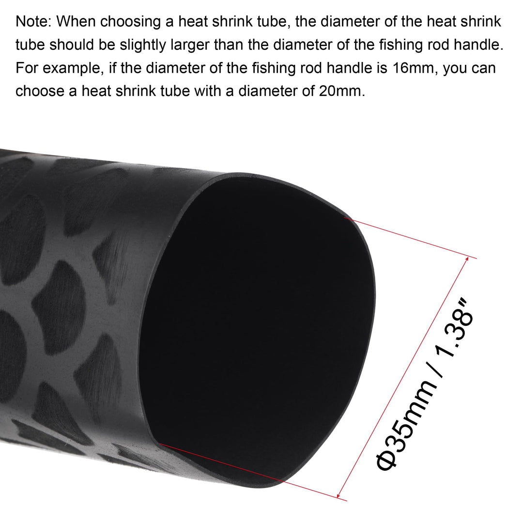 Heat Shrink Wrap Tubing Sleeve for Fishing Rod Grips Handle, 56mm Flat 3.3ft 2:1 Ratio Black