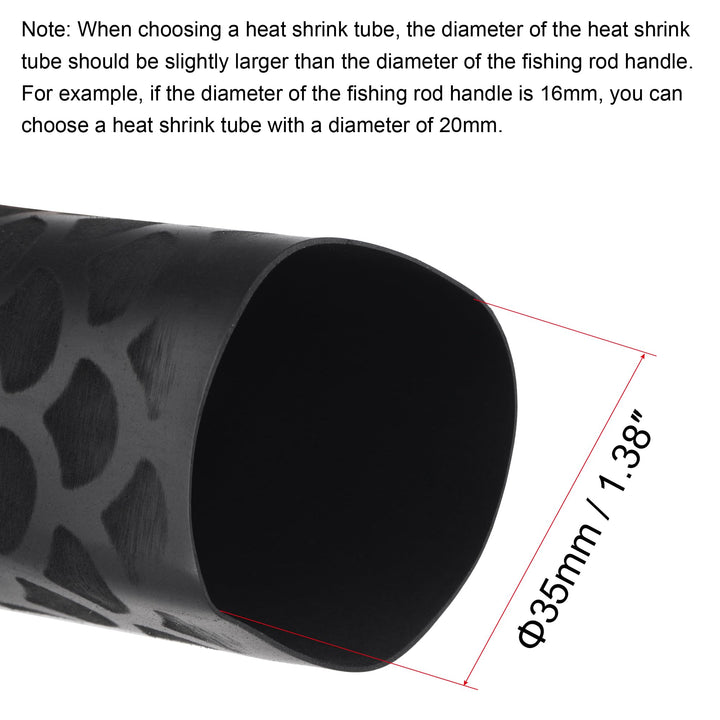 Heat Shrink Wrap Tubing Sleeve for Fishing Rod Grips Handle, 56mm Flat 3.3ft 2:1 Ratio Black